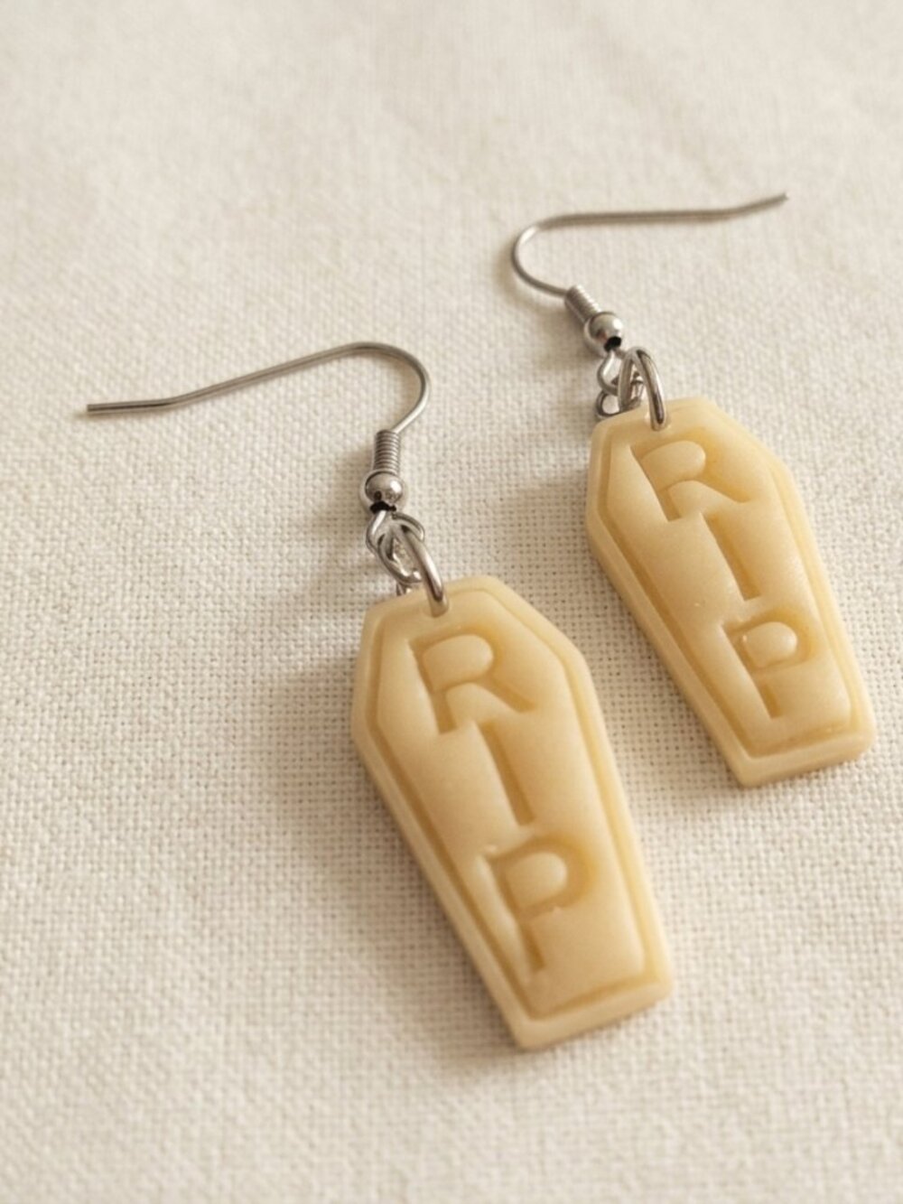 Glow in the Dark Coffin Earrings | Handmade Polymer Clay RIP Gothic Halloween